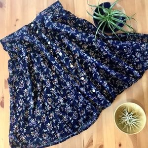 Blue Flower Pattern Skirt